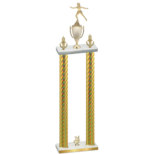 Double Gold Carbon Fiber Year Skater Trophy