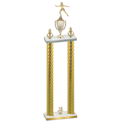 Double Gold Carbon Fiber Year Skater Trophy