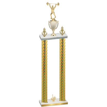Double Gold Carbon Fiber First Place Weights Trophy