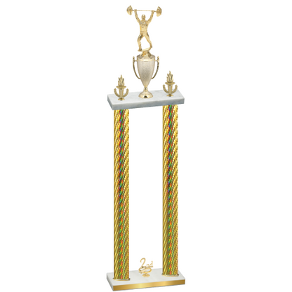 Double Gold Carbon Fiber Second Place Weights Trophy