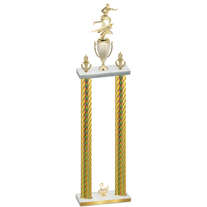 Double Gold Carbon Fiber Second Place Flag Football Trophy