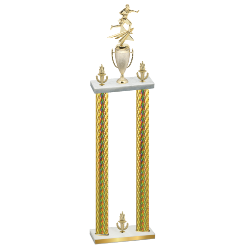 Double Gold Carbon Fiber Victory Flag Football Trophy