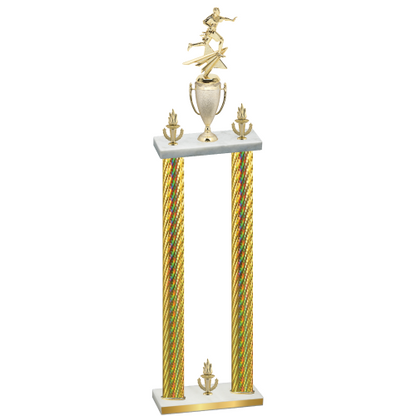 Double Gold Carbon Fiber Victory Flag Football Trophy