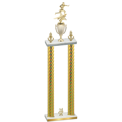 Double Gold Carbon Fiber Year Flag Football Trophy