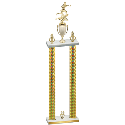 Double Gold Carbon Fiber Year Flag Football Trophy