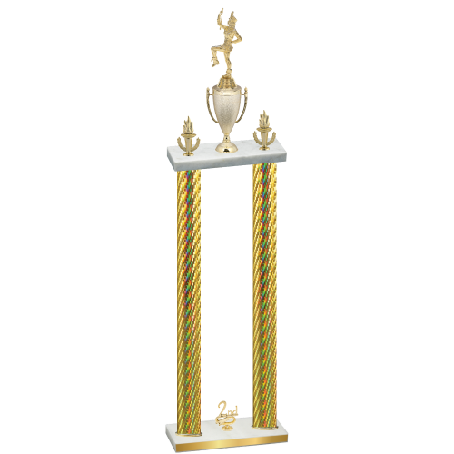 Double Gold Carbon Fiber Second Place Majorette Trophy