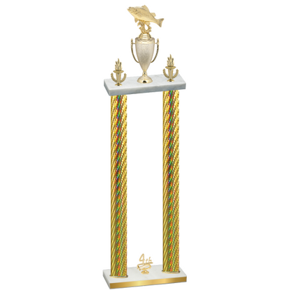 Double Gold Carbon Fiber Fourth Place Fishing Trophy