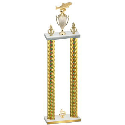 Double Gold Carbon Fiber Fourth Place Fishing Trophy
