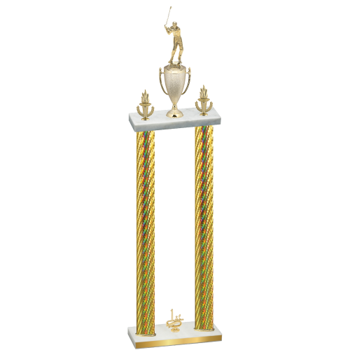 Double Gold Carbon Fiber First Place Golf Trophy