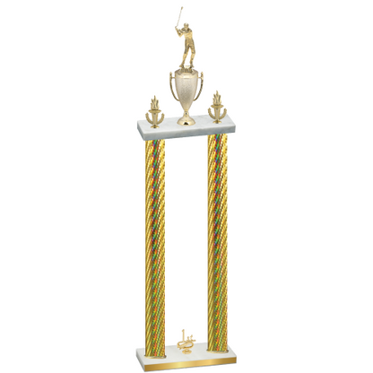 Double Gold Carbon Fiber First Place Golf Trophy