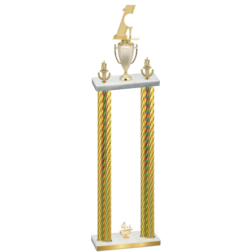 Double Gold Carbon Fiber Fourth Place Golf Trophy