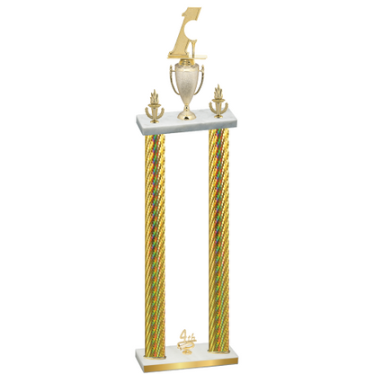 Double Gold Carbon Fiber Fourth Place Golf Trophy