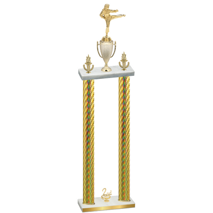 Double Gold Carbon Fiber Second Place Karate Trophy