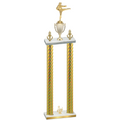 Double Gold Carbon Fiber Third Place Karate Trophy
