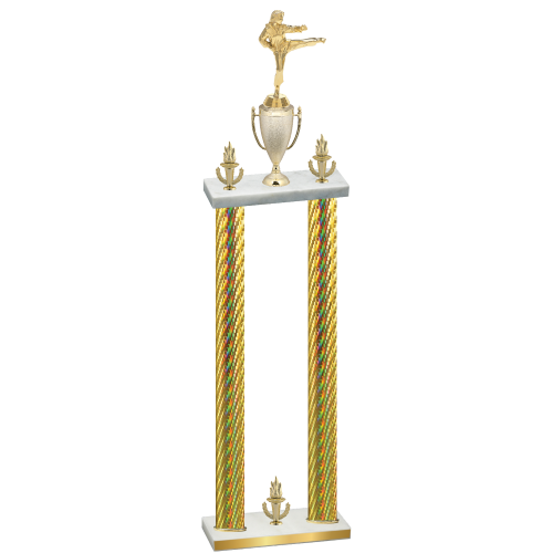 Double Gold Carbon Fiber Victory Karate Trophy