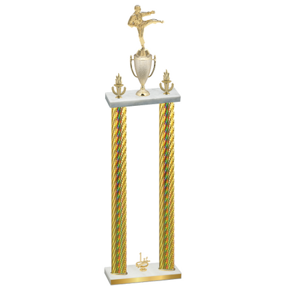 Double Gold Carbon Fiber First Place Karate Trophy