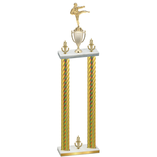 Double Gold Carbon Fiber Victory Karate Trophy