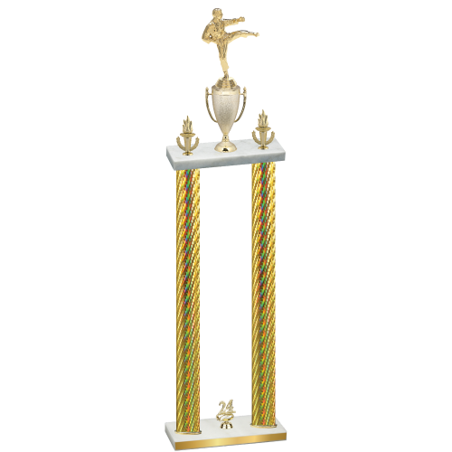 Double Gold Carbon Fiber Year Karate Trophy