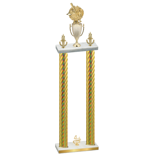 Double Gold Carbon Fiber Fourth Place Baseball Trophy