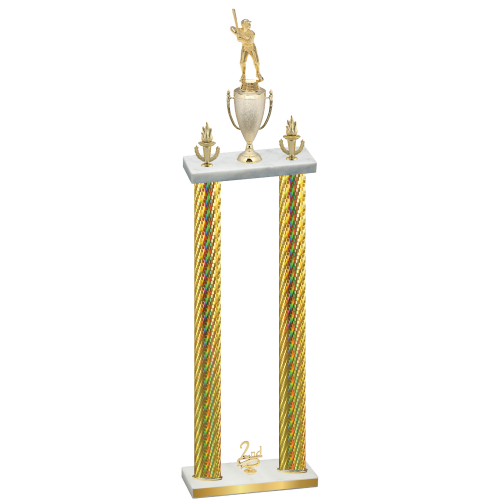 Double Gold Carbon Fiber Second Place Baseball Trophy
