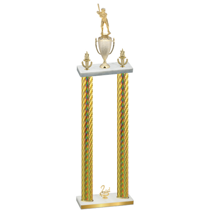 Double Gold Carbon Fiber Second Place Baseball Trophy