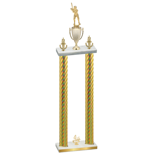 Double Gold Carbon Fiber Fourth Place Baseball Trophy