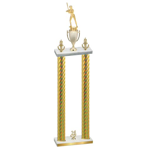 Double Gold Carbon Fiber Year Softball Trophy