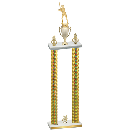 Double Gold Carbon Fiber Year Softball Trophy