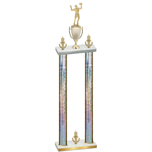 Double Silver Glacier Victory Volleyball Trophy