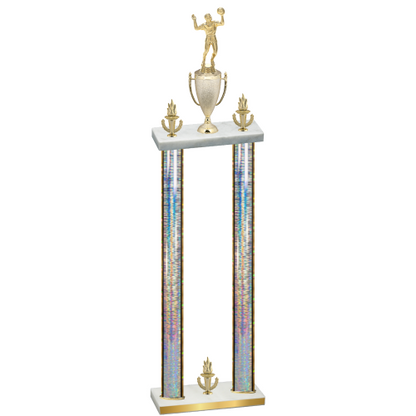 Double Silver Glacier Victory Volleyball Trophy