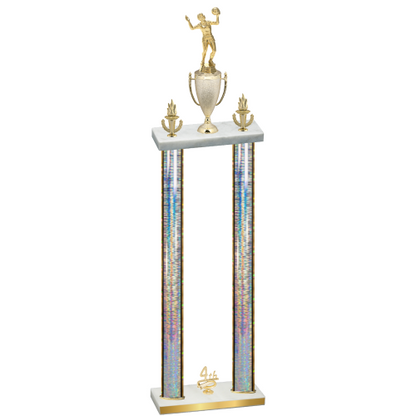 Double Silver Glacier Fourth Place Volleyball Trophy