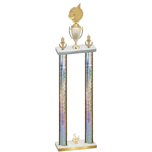 Double Silver Glacier Third Place Volleyball Trophy