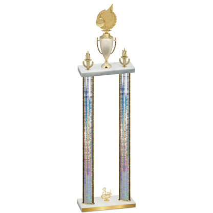 Double Silver Glacier Third Place Volleyball Trophy
