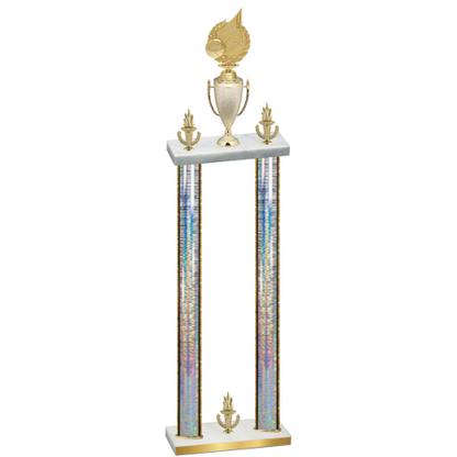 Double Silver Glacier Victory Volleyball Trophy