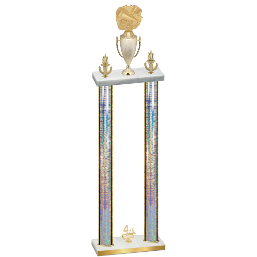 Double Silver Glacier Fourth Place Cheerleading Trophy