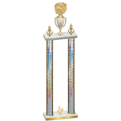Double Silver Glacier Fourth Place Cheerleading Trophy