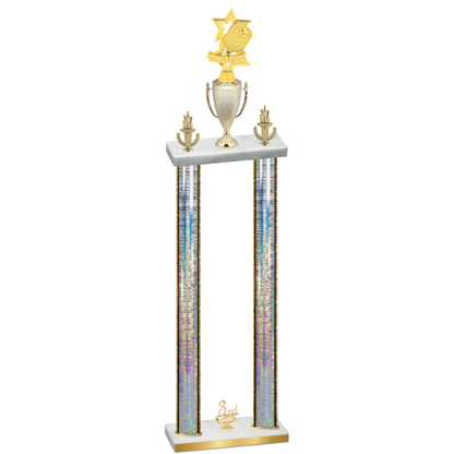Double Silver Glacier Third Place Pickleball Trophy