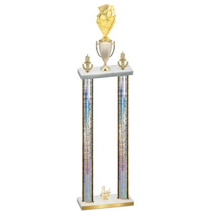 Double Silver Glacier Third Place Pickleball Trophy