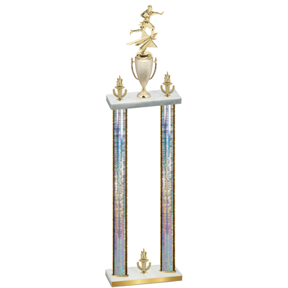 Double Silver Glacier Victory Flag Football Trophy