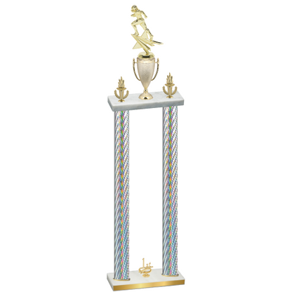 Double Silver Carbon Fiber First Place Football Trophy