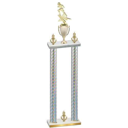 Double Silver Carbon Fiber Victory Football Trophy