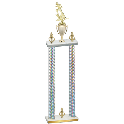 Double Silver Carbon Fiber Victory Football Trophy