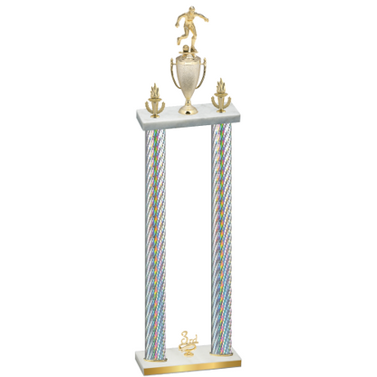 Double Silver Carbon Fiber Third Place Soccer Trophy