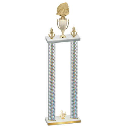 Double Silver Carbon Fiber Third Place Soccer Trophy