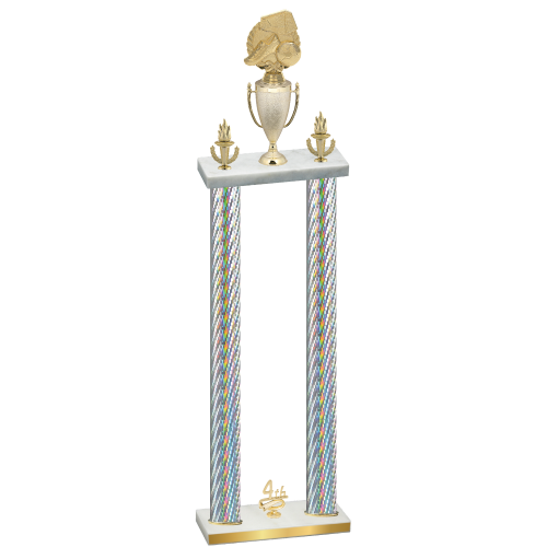 Double Silver Carbon Fiber Fourth Place Soccer Trophy