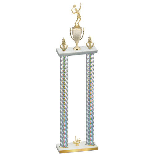 Double Silver Carbon Fiber First Place Tennis Trophy