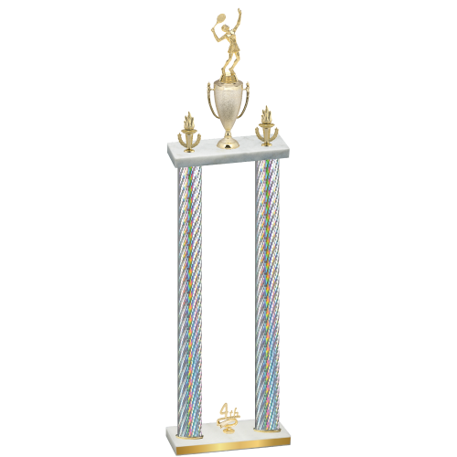 Double Silver Carbon Fiber Fourth Place Tennis Trophy