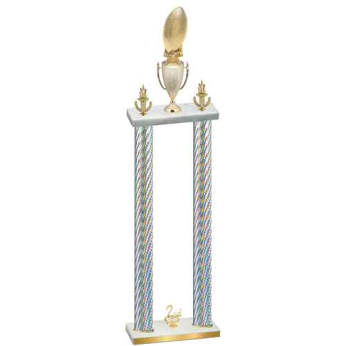 Double Silver Carbon Fiber Second Place Football Trophy