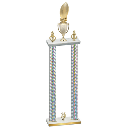 Double Silver Carbon Fiber Year Football Trophy