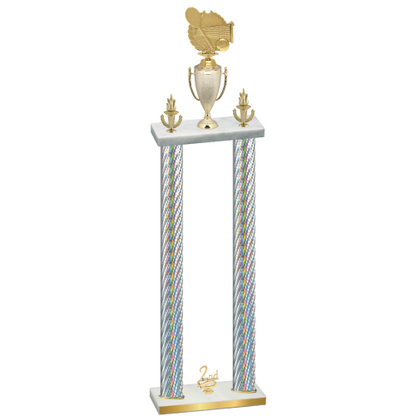 Double Silver Carbon Fiber Second Place Tennis Trophy